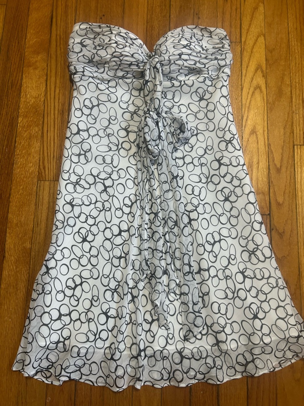 De Luru Sleeveless Y2K Dress Knee Length Black White Chiffon Size 7/6